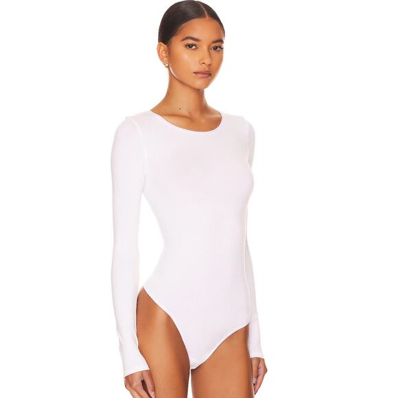 Yummie Longsleeve Thong Bodysuit in White Size Medium/ Large - Picture 3 of 5